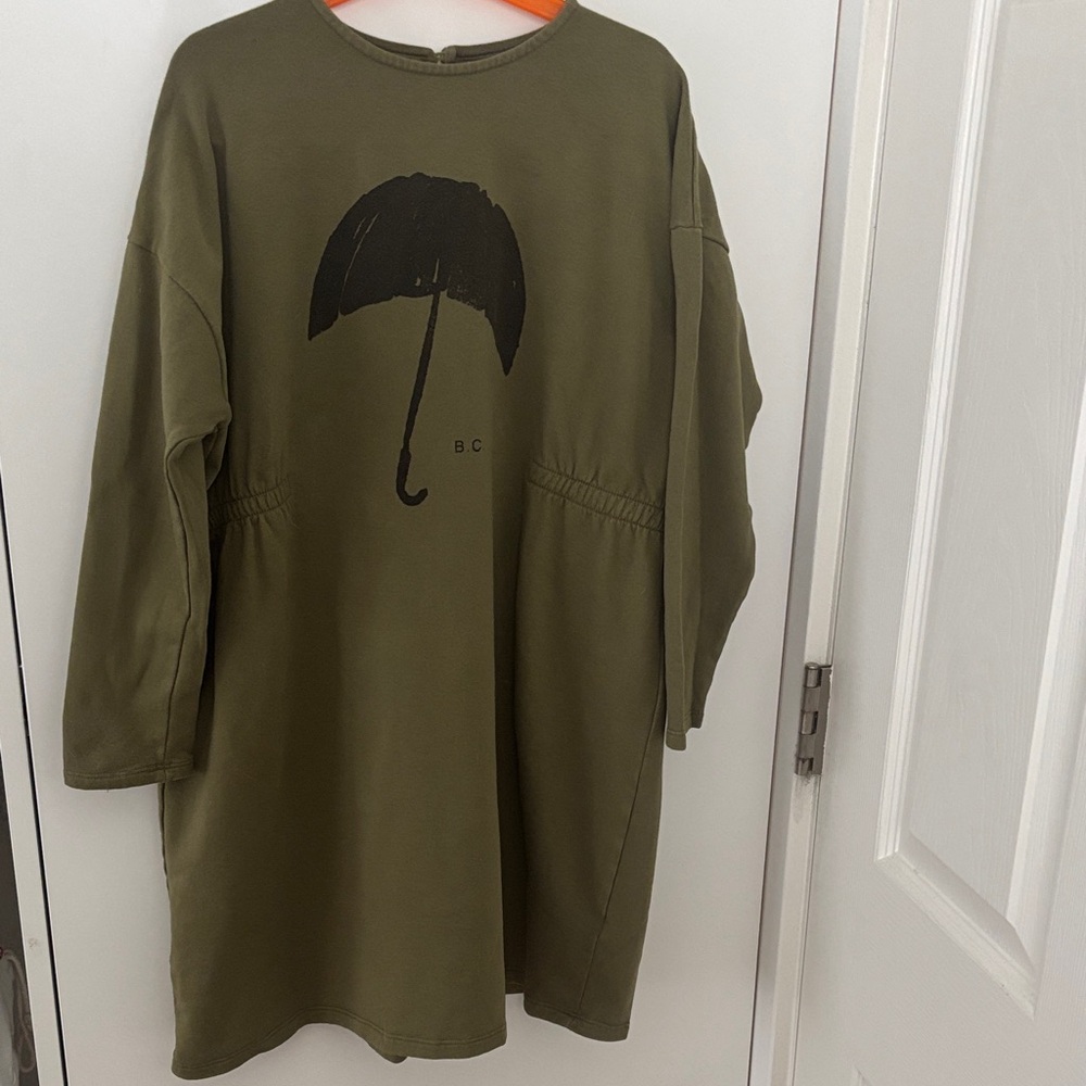 Bobo Choses Olive Green Umbrella fleece Dress